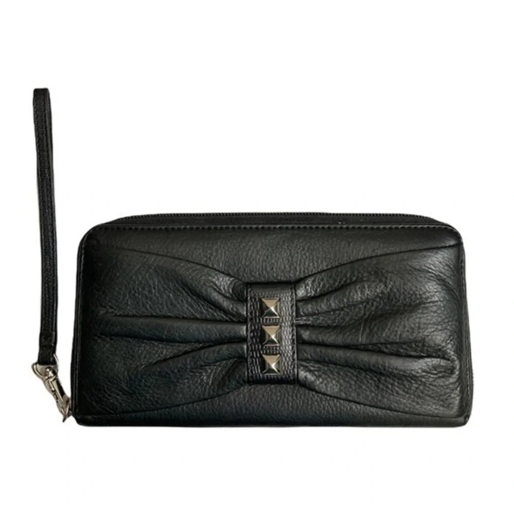 Levenger studded zipper clutch wristlet walker